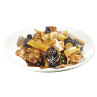 Pollo con bambú y seta