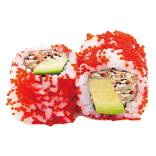 Uramaki cangrejo tobiko